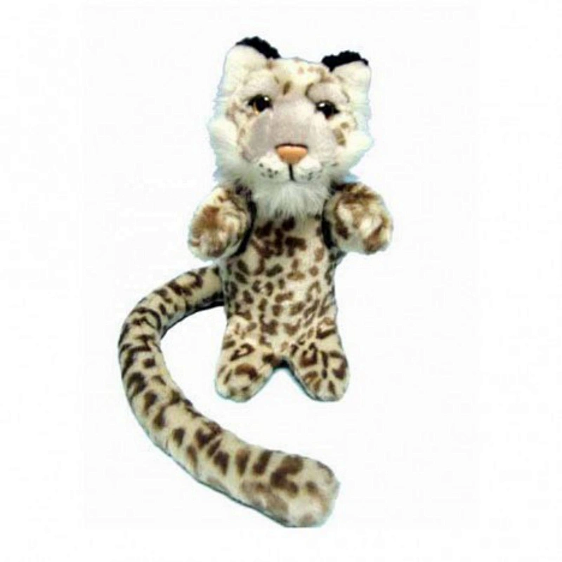 Long tail plush white spot tiger kids hand puppet toys
