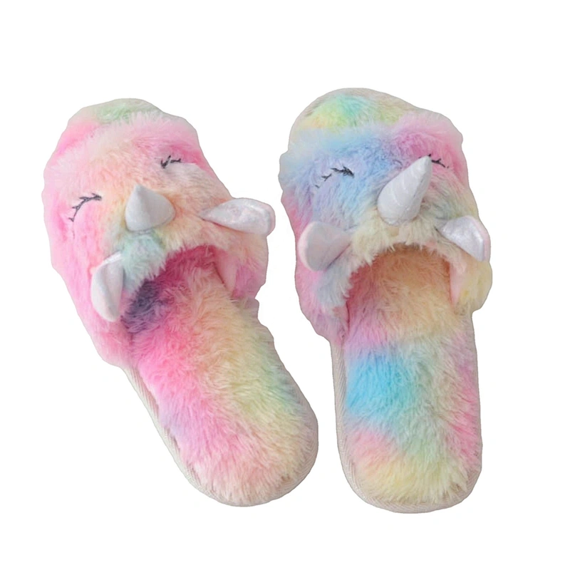 new novelty different colors custom unicorn plush slipper