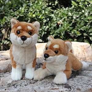 Factory Direct Sale Lifelike Standing Japanese Shiba Inu Plush Toy Cute Yellow Dog Real Life Plush Dog