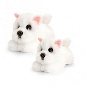 Valentines gift plush lifelike dog stuffed with red bow tie