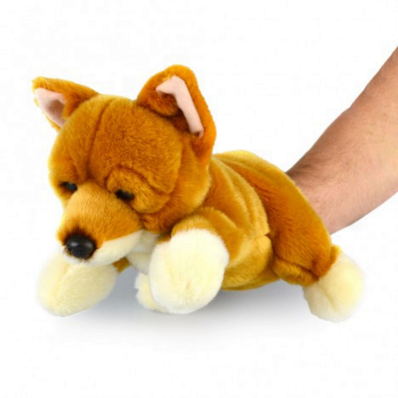 Plush white cute dog eco hand puppet toys