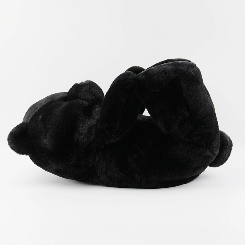 Wholesale Indoor Cute Plush Slippers Women Cheap Custom  Black Teddy Bear Slippers