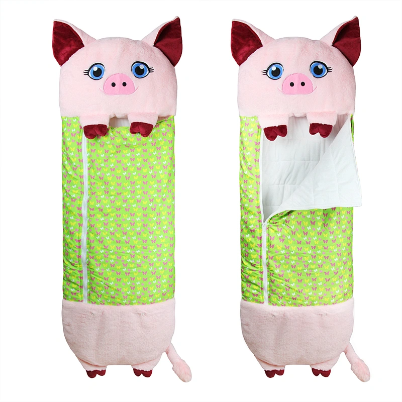 140*45cm soft stuffed customized design plush happy nappers Pig sleeping bag for 5-6 years old baby