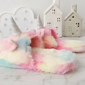 pantuflas kids winter plush slippers unicorn for girls