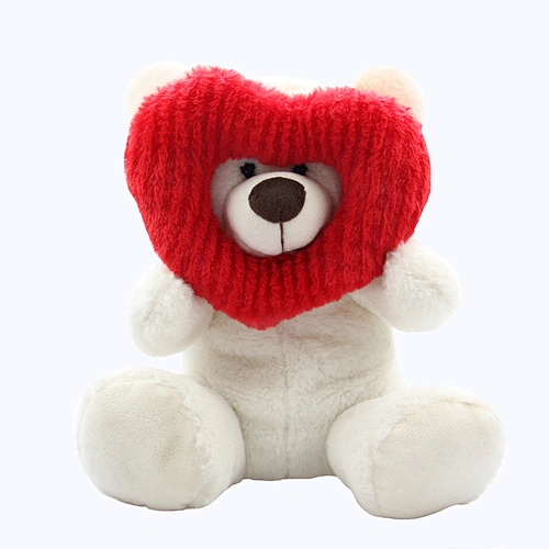 Soft stuffed plush sitting teddy bear holding heart valentine gift with wholesales price
