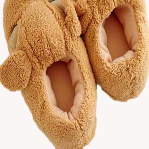 Wholesale Indoor Customized Winter warm kids stuffed dog plush slipper shoes