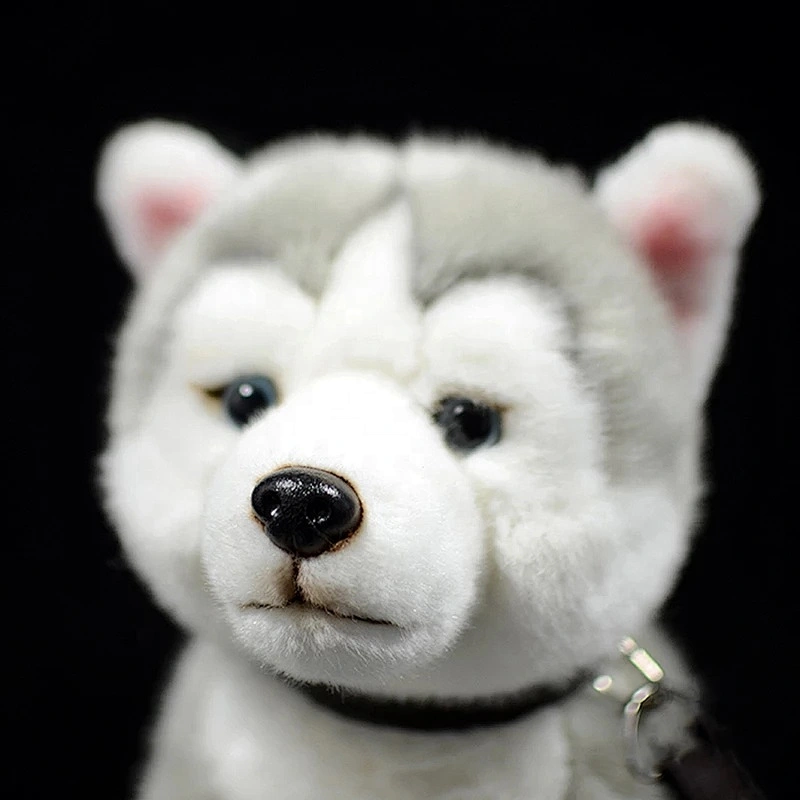Customized OEM Lifelike Siberian Husky Dog Sitting Plush Toys Realistic Grey Dogs Stuffed Puppy Toy