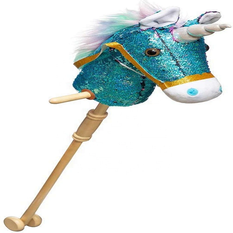 wooden plush toy soft kids toys hobby stick horse with sound