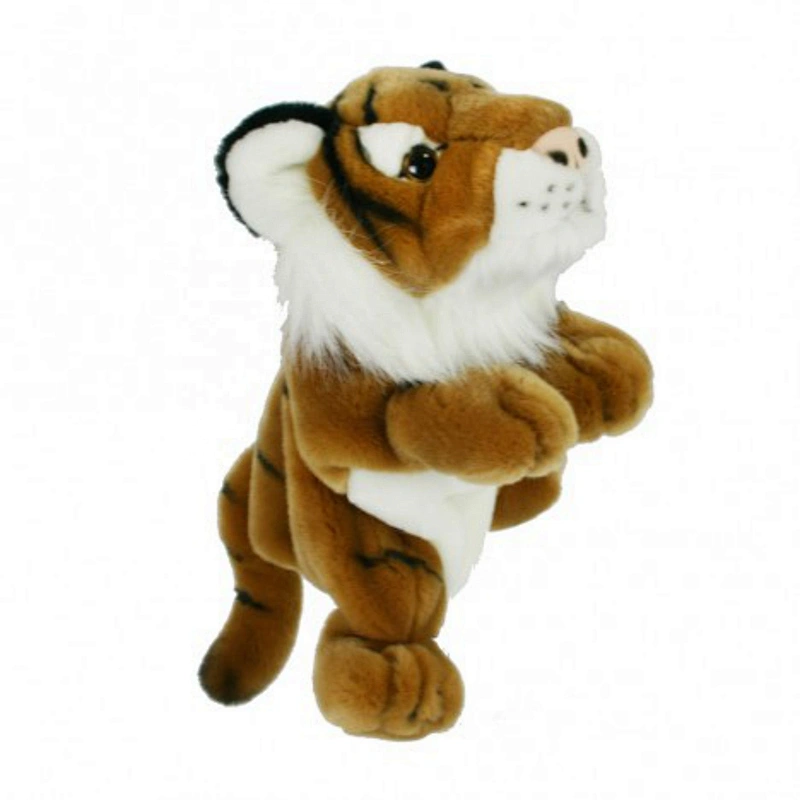 Plush soft gold tiger buddy hand finger puppet toys