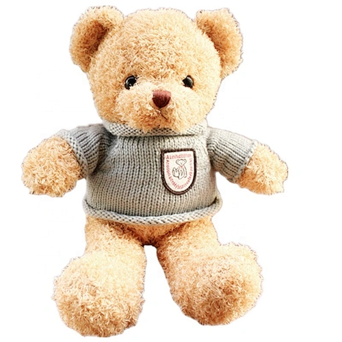 good quality brown big plush toy teddy bear with sweater