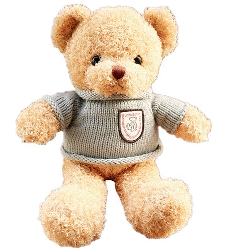 good quality brown big plush toy teddy bear with sweater