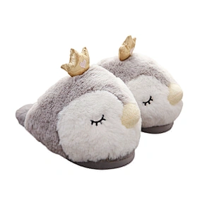 Customized Winter warm kids stuffed animal design penguin bear soft plush slippers