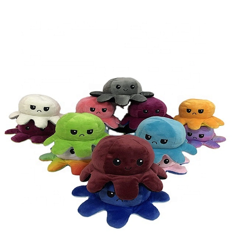 Hot selling 20 cm stuffed reversible octopus plush toys in stock
