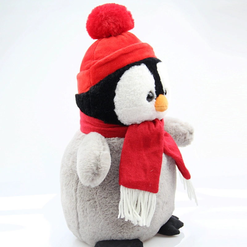 Cute soft stuffed Penguin toy with hat and scarf Christmas gift for friends