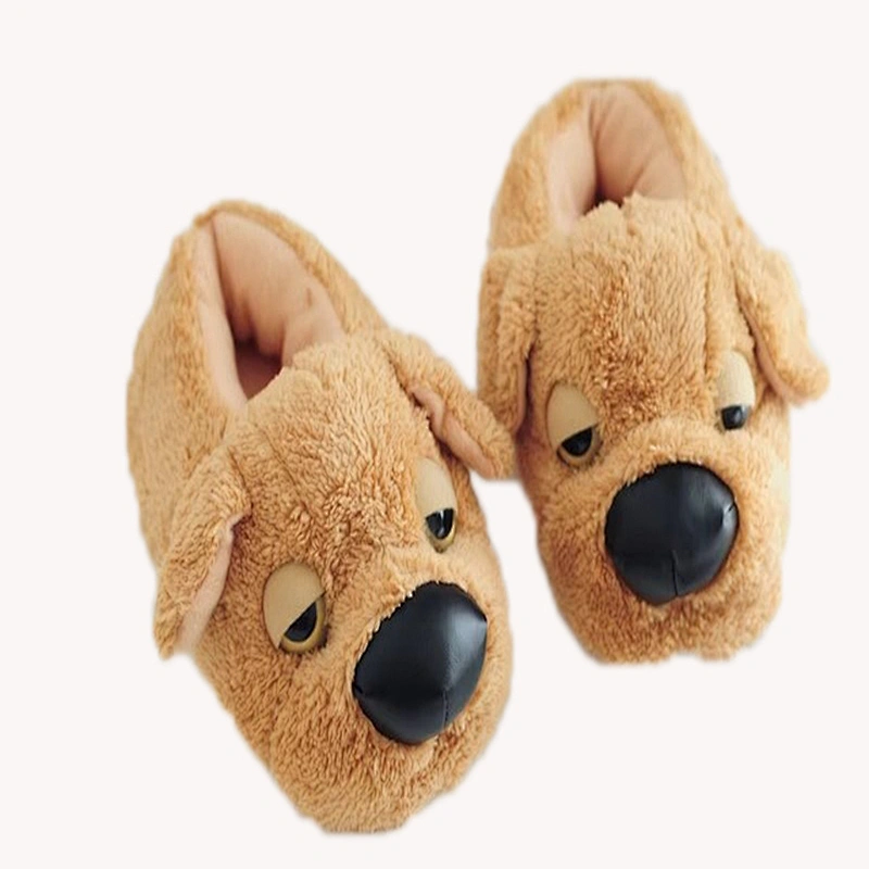 Wholesale Indoor Customized Winter warm kids stuffed dog plush slipper shoes
