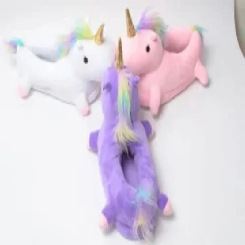 wholesale peluches soft toy plush slippers unicorn