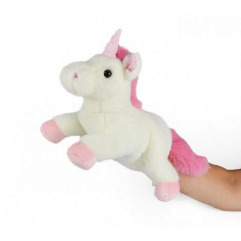Plush white cute dog eco hand puppet toys