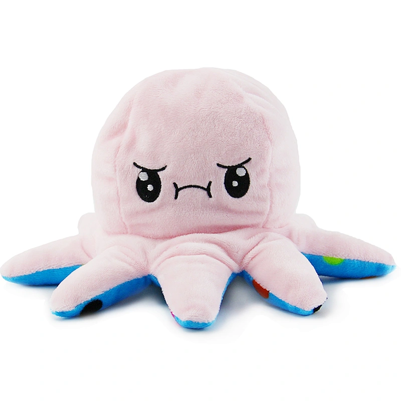 Soft And Reversible Plush Toy Colorful Octopus Doll Stuffed Octopus Doll Flip Toy Blue+Pink Baby Toy