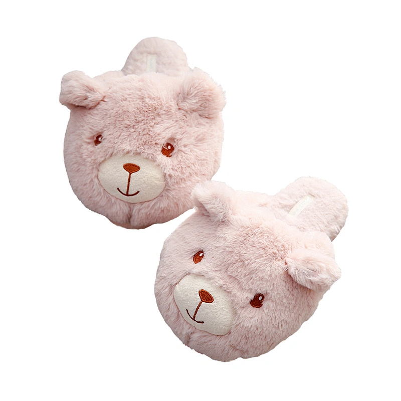 Customized Winter warm kids stuffed animal design penguin bear soft plush slippers