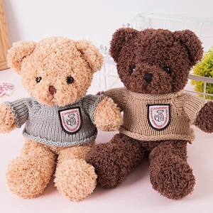good quality brown big plush toy teddy bear with sweater