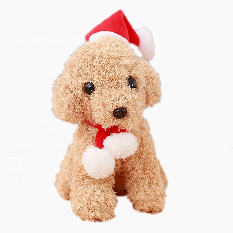 Christmas stuffed dog plush toys with hat and scarf