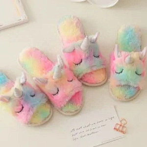 pantuflas kids winter plush slippers unicorn for girls