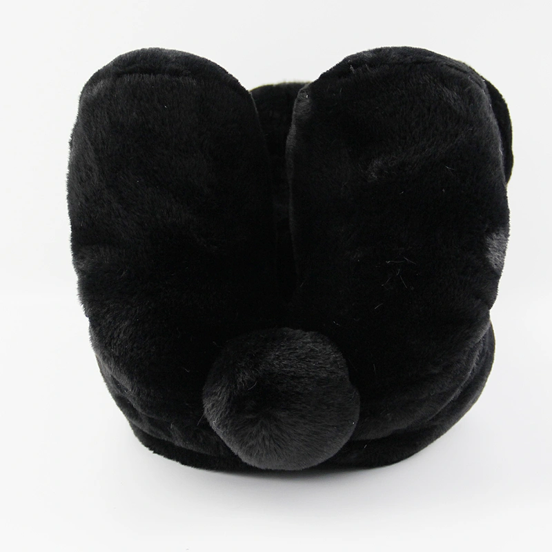 Wholesale Indoor Cute Plush Slippers Women Cheap Custom  Black Teddy Bear Slippers