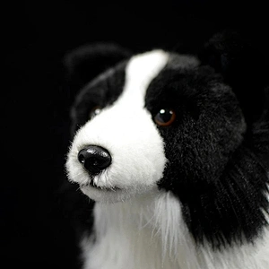 Factory Wholesale Real Life Border Collie Dog Soft Toy Realistic Long Haired Black Dog Plush Puppy Toys