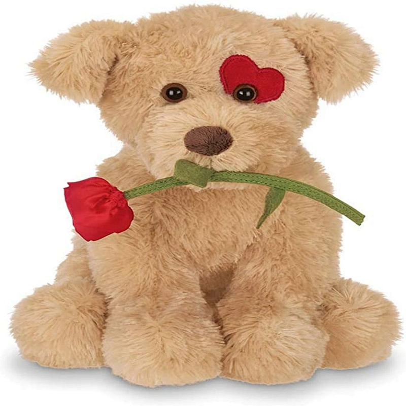 plush toys stuffed dog with rose valentines teddy