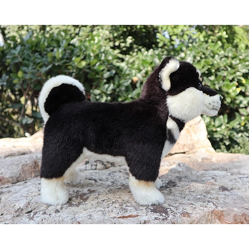 Cute Standing Black Shiba Inu Plush Toy Soft Japanese Dogs Stuffed Animal Kids Toys Birthday Christmas Valentines Gifts