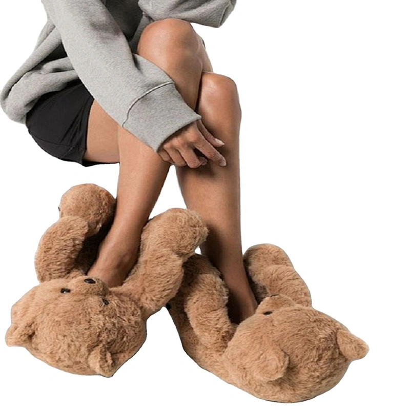 2020 cheap teddy bear slippers brown Custom house slippers shoes