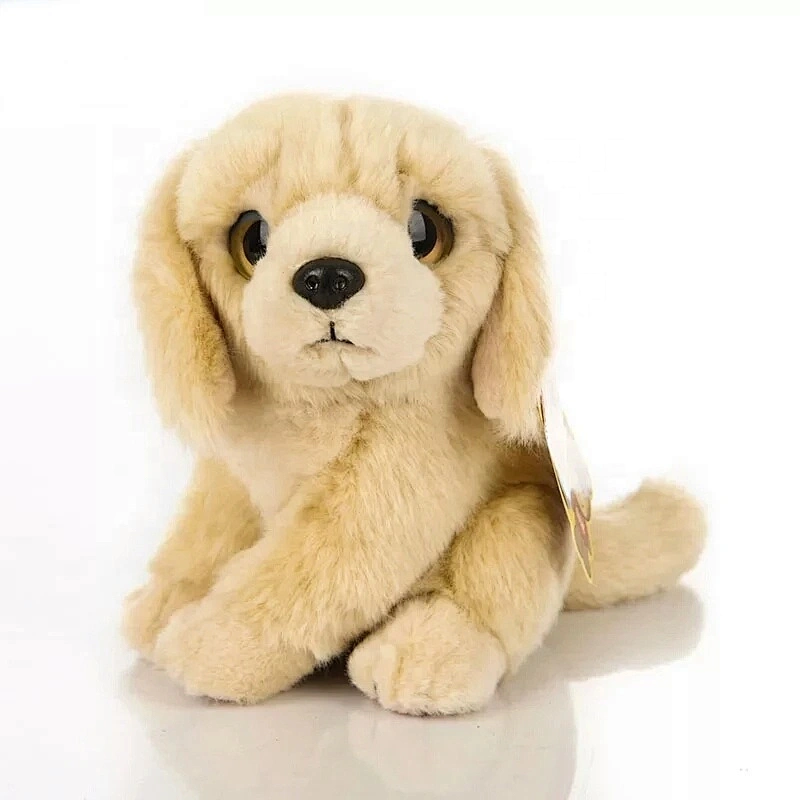 OEM Customized Lifelike Golden Retriever Plush Toys Cute Sitting Yellow Puppy Stuffed Animal Toy