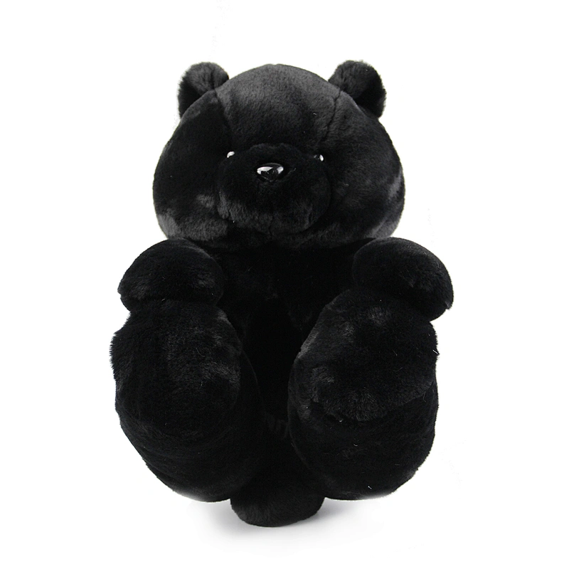 Wholesale Indoor Cute Plush Slippers Women Cheap Custom  Black Teddy Bear Slippers