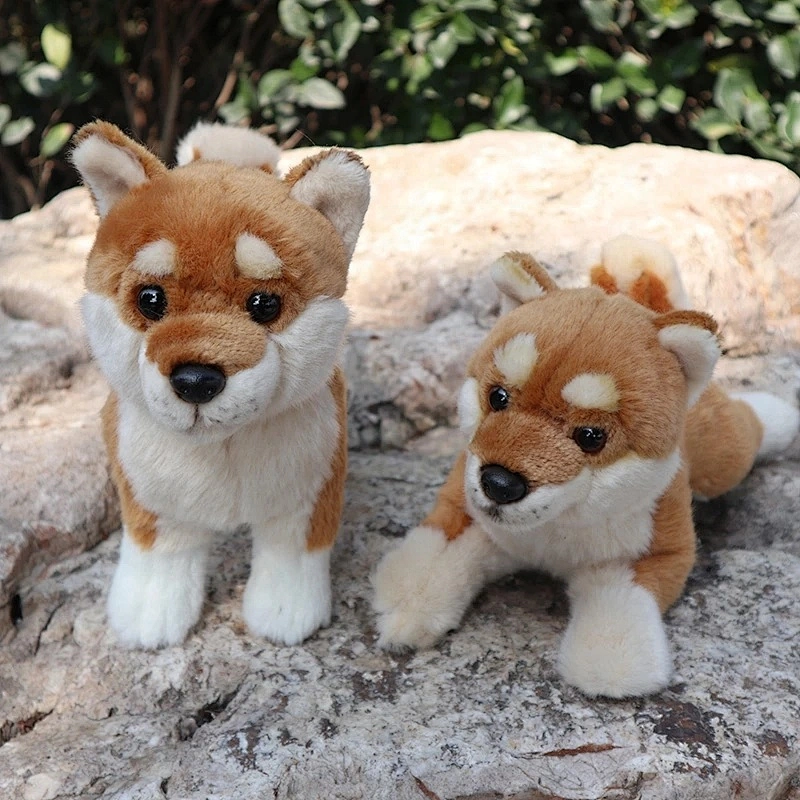Factory Direct Sale Lifelike Standing Japanese Shiba Inu Plush Toy Cute Yellow Dog Real Life Plush Dog