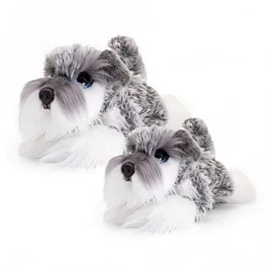 Valentines gift plush lifelike dog stuffed with red bow tie
