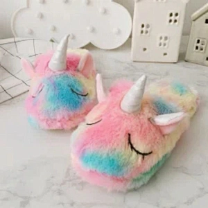 pantuflas kids winter plush slippers unicorn for girls
