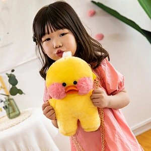 Hot selling promotion baby love plush duck shaped bag
