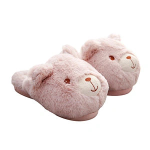 Customized Winter warm kids stuffed animal design penguin bear soft plush slippers
