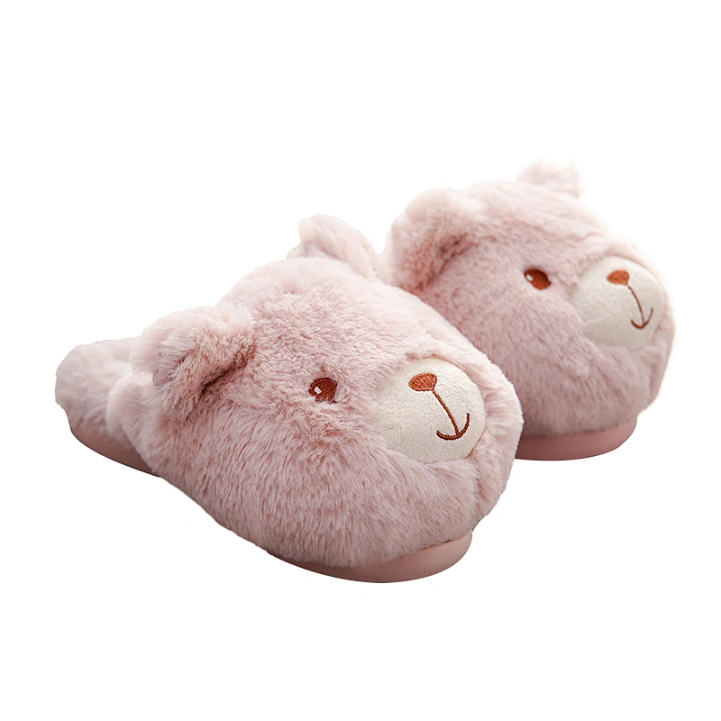 Customized Winter warm kids stuffed animal design penguin bear soft plush slippers