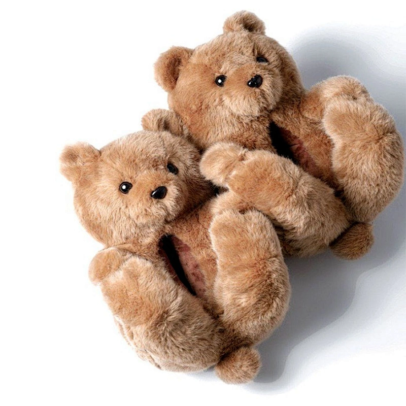 2020 cheap comfortable women fluffy stuffed Teddy Bear Slippers