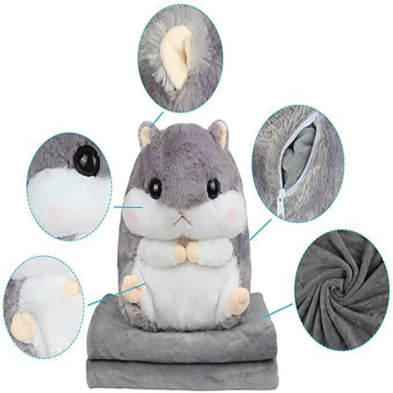 cute hamster stuffed animal pillow	toy with blanket