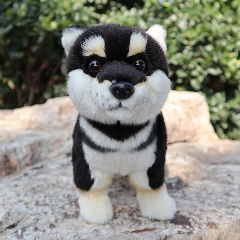 Cute Standing Black Shiba Inu Plush Toy Soft Japanese Dogs Stuffed Animal Kids Toys Birthday Christmas Valentines Gifts