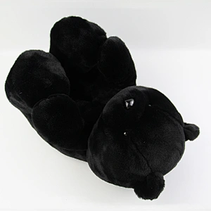 Wholesale Indoor Cute Plush Slippers Women Cheap Custom  Black Teddy Bear Slippers