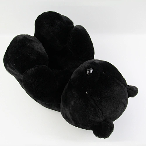Wholesale Indoor Cute Plush Slippers Women Cheap Custom  Black Teddy Bear Slippers