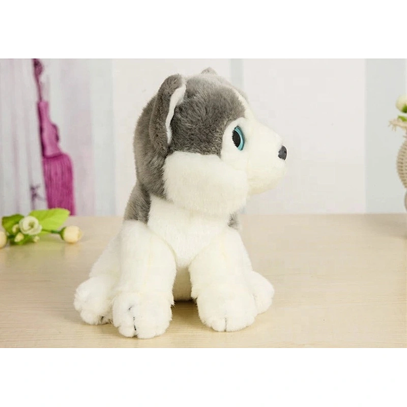 Soft Stuffed Lifelike Sitting Siberian Husky Plush Toys Cute Big Eyed Husky Dog Stuffed Animal