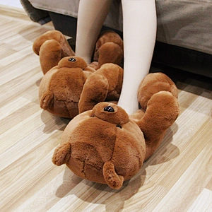 Wholesale Cute Plush Slippers Women Cheap Custom Teddy Bear Slippers