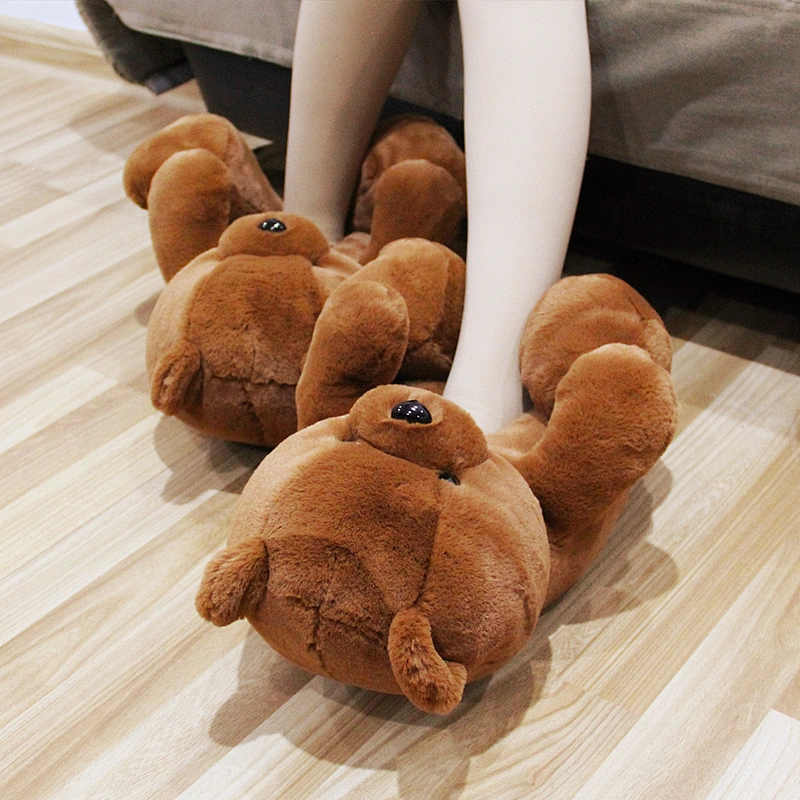 Wholesale Cute Plush Slippers Women Cheap Custom Teddy Bear Slippers