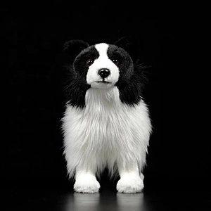 Factory Wholesale Real Life Border Collie Dog Soft Toy Realistic Long Haired Black Dog Plush Puppy Toys