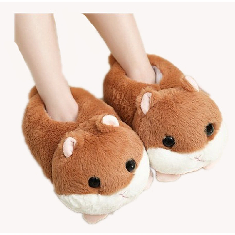 Home Indoor Customized Winter warm kids hamster plush slipper shoes