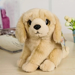 OEM Customized Lifelike Golden Retriever Plush Toys Cute Sitting Yellow Puppy Stuffed Animal Toy